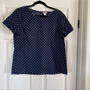 J. Crew Linen Blend Polka Dot Top, NEW, M